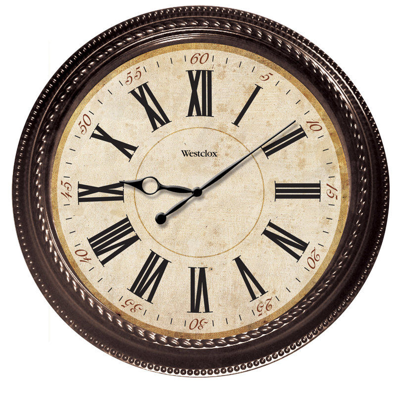 World Menagerie 20" Brown Round Marbled Case Roman Numeral Wall Clock & Reviews Wayfair